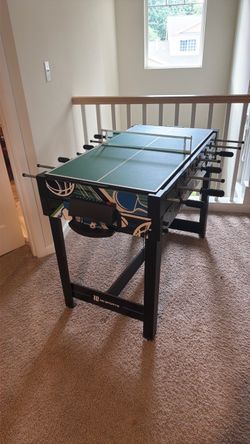 Foosball air hockey ping pong table
