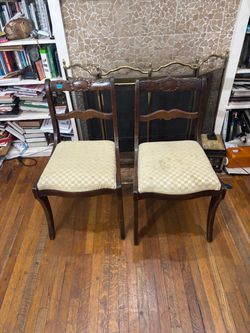 Pair of vtg poss Antique Wood Side Chairs