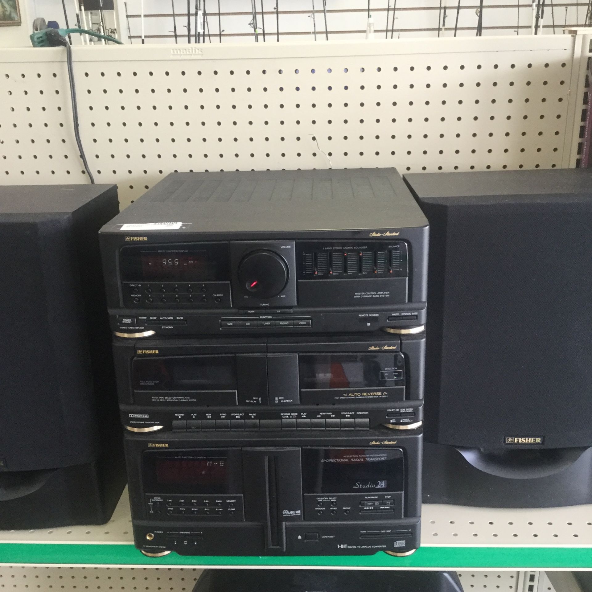 Vintage Fisher Model Tad 993 With Speakers And Bose Subwoofer Cube