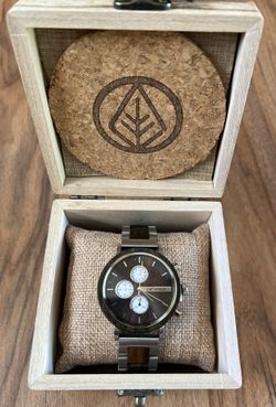 Botanica Watches | Coleus | Sandalwood and Marble Face with Woodlink Strap

