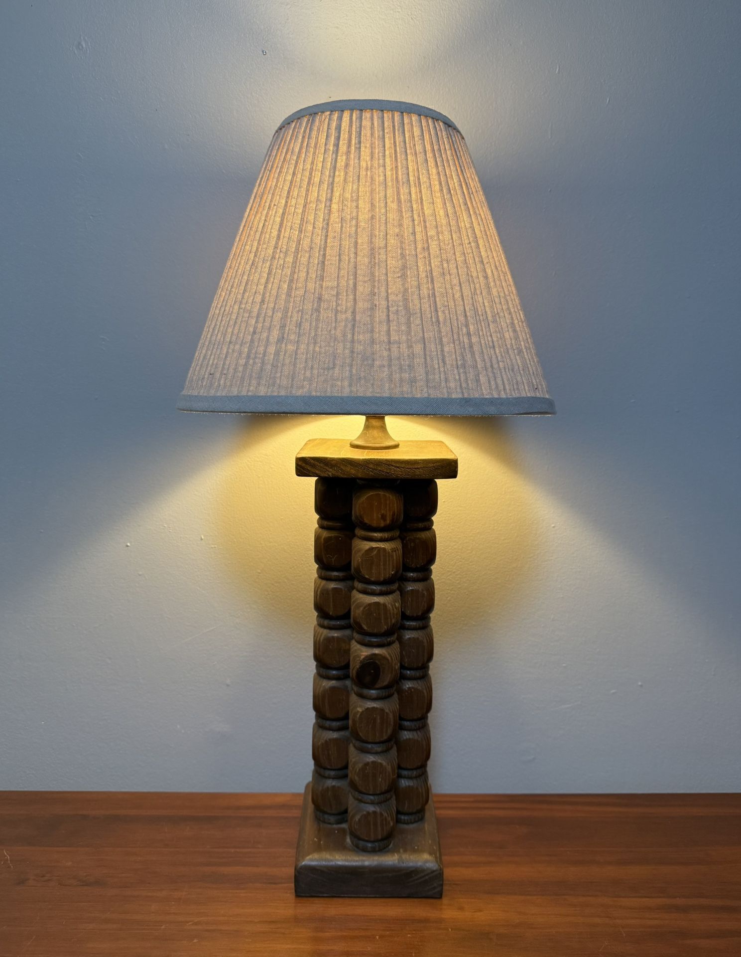 Antique Wood Mid Century Lamp