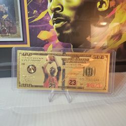 Michael Jordan  And Kobe Bryant Gold Foil Banknote  