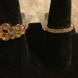 Gold Rings With Swarovski Crystals (size 8.5)