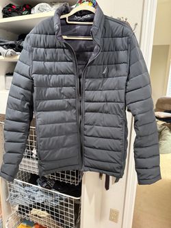 Nautica Reversible Quilted Puffer Jacket — Dark Gray / Camo Size M