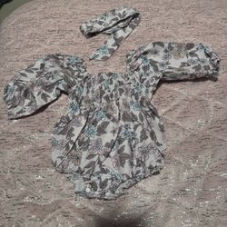 Baby Girl Floral Pattern Onesie Bodysuit Romper 