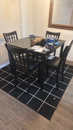 Black Counter-Height Dining Set — Table + 4 Chairs