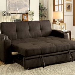 Brand New Brown Transitional Style Futon Sofa Sleeper