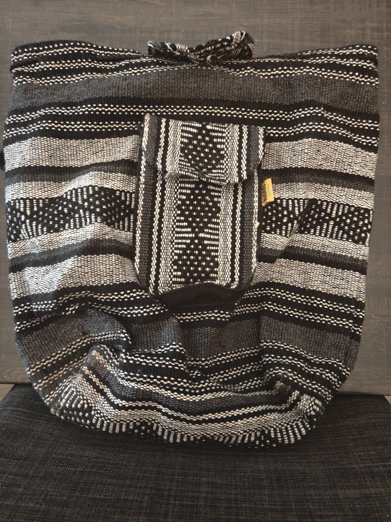 Black And White Knit Backpack