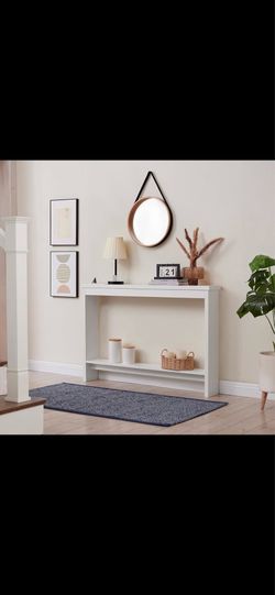 Narrow Sofa Table Outlet USB Port Behind Couch Skinny Console Charging Station Thin Long Slim Entryway Living Dining Room Hallway Entry Hall Bed WHITE