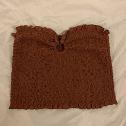 Frilly Brown Tube Top Summer Shirt