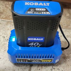 Kobalt 40v Max Battery Charger KRC 40-60 & Lithium Ion Battery Model KB 245-06 For Lawnmower