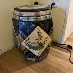 Vintage Hand Painted Chinese Barrel/Stool