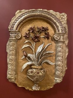 Faux Stone Decorative Gold, Burgundy, Silver Metallic Wall Art  Frieze