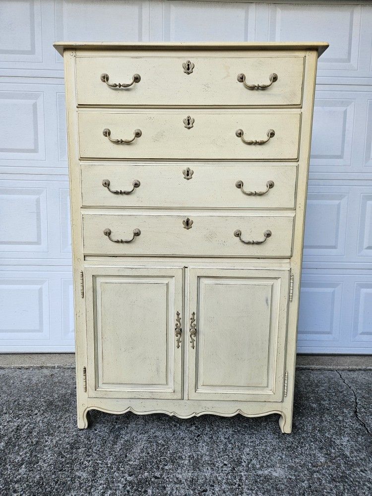 Vintage Hickory White Furniture Secretary Desk French Country Style