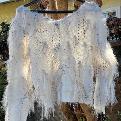 SOLY HUX Suéter de punto con flecos y cuello en V para mujer,