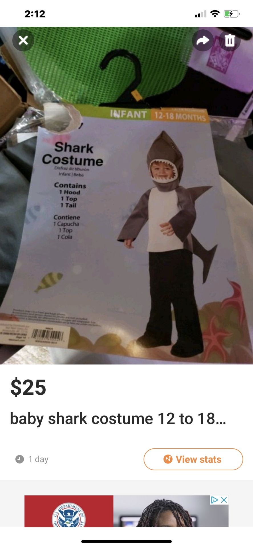 Baby shark costume