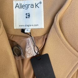 Allegra K Beige Women Coat 