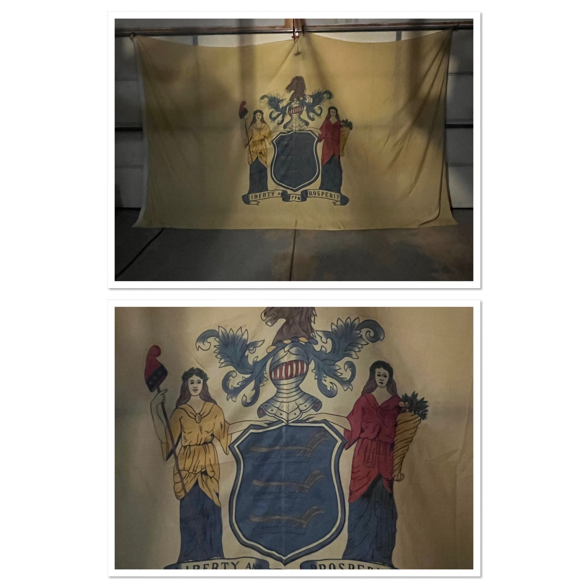 Vintage 8ft X 12ft Cotton State Flag Of New Jersey