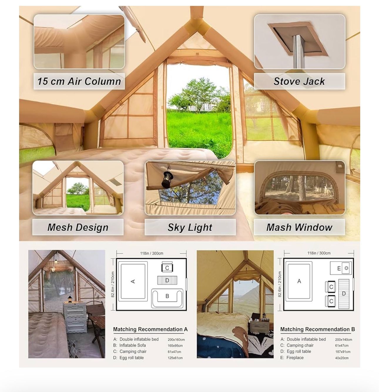 129 sq ft 6-8 people camping tent