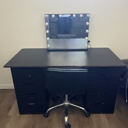 Vanity With Mirror And Chair 