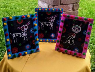 Colorful Day of the Dead Cat & Dog Frames