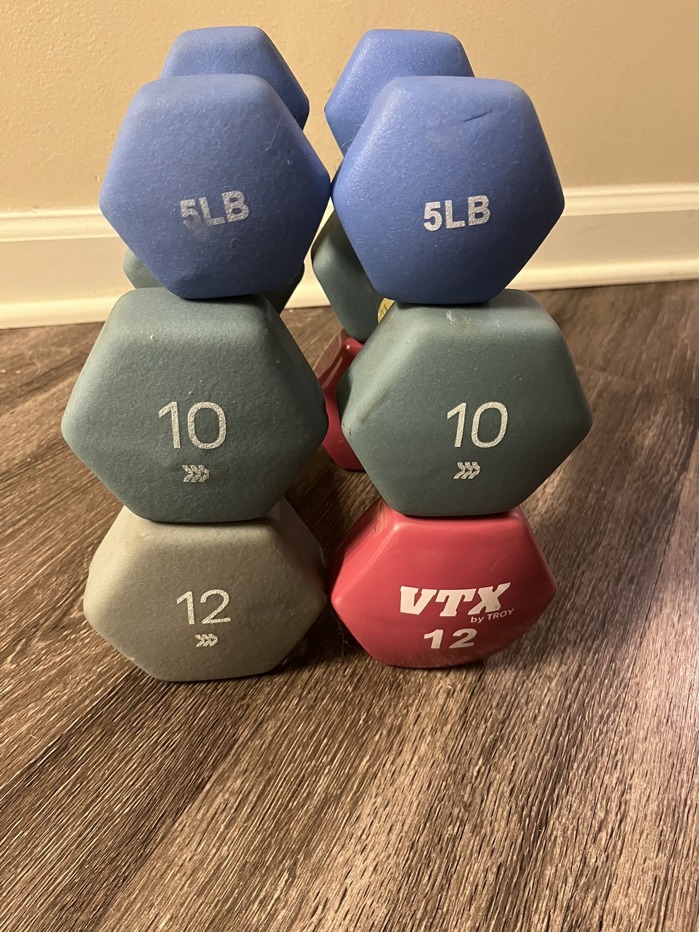 54lb Neoprene - Dumbbell Set 5lb - 10lb - 12 Lb Pairs 