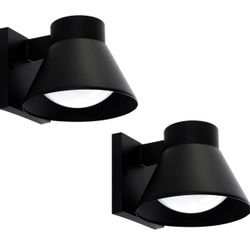 2 Pack LED Outdoor Wall Light Fixtures, Black Front Porch Lights Wall Mount Lighting, Exterior Waterproof Wall Lantern Light Fixture Anti-Rust Farmhou