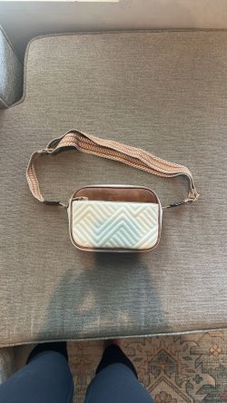 White And Brown Leather Crossbody Bag