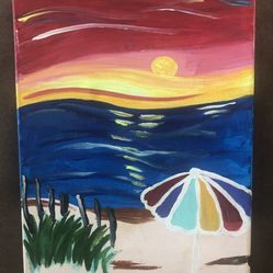 Nice Colors Original Beach Painting 11 X 14”