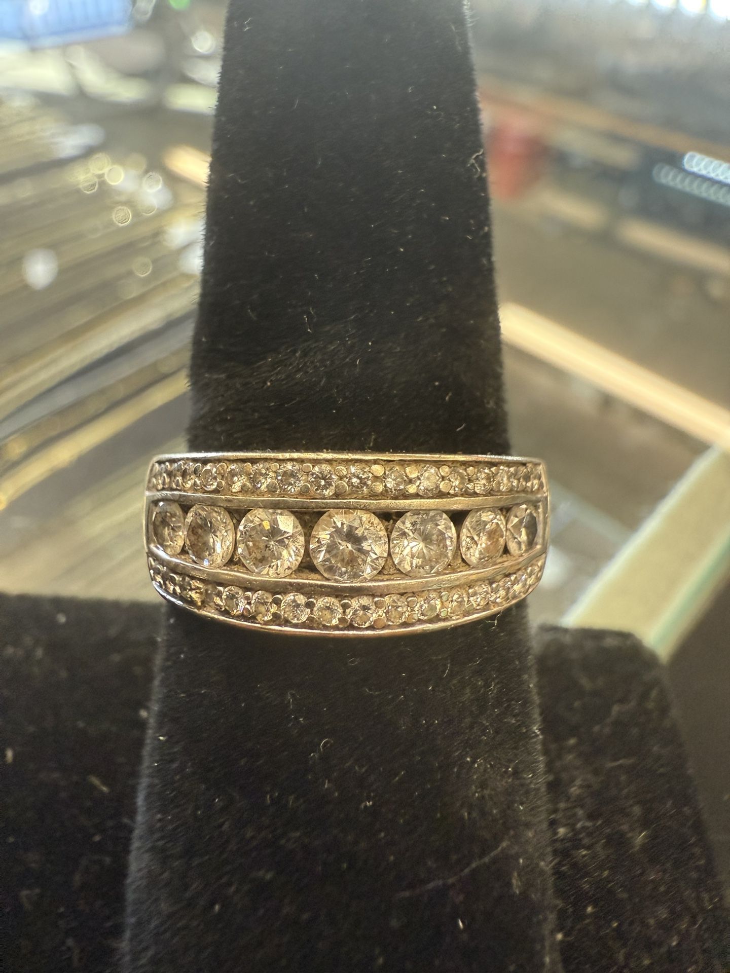 14KT White Gold Band W/ Channeled Diamonds 40214-1
