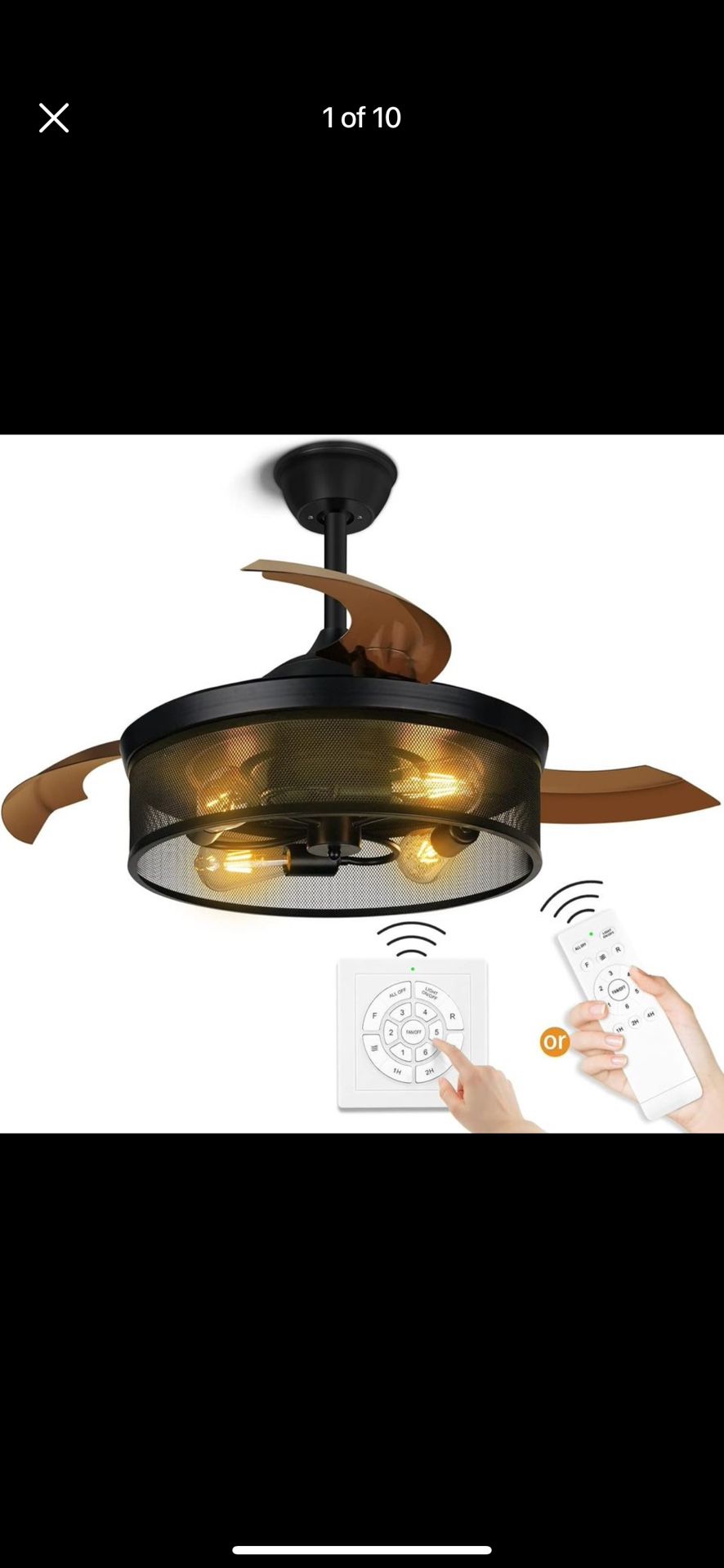 NEWORB 42 Inch Retractable Ceiling Fan with Lights and Remote