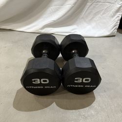 30 LB Rubber Hex Dumbbells