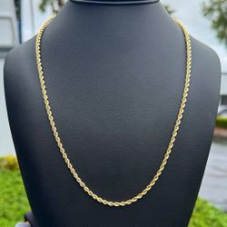Jewelry New 10k yellow gold hollow Rope chain necklace 23.00” 3.00mm