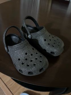 Black Sparkly Crocs size 2 and sandals