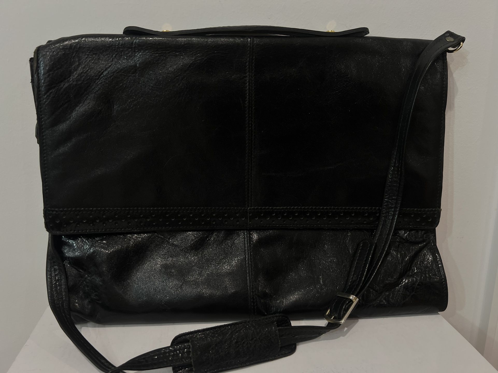 Vintage Renwick Black Leather Briefcase / Attache