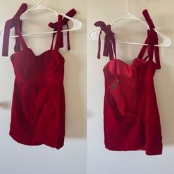Red top with tie straps