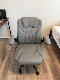 Grey leather office chair