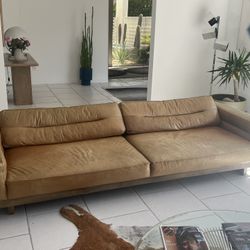 Large Tan Leather Sofa
