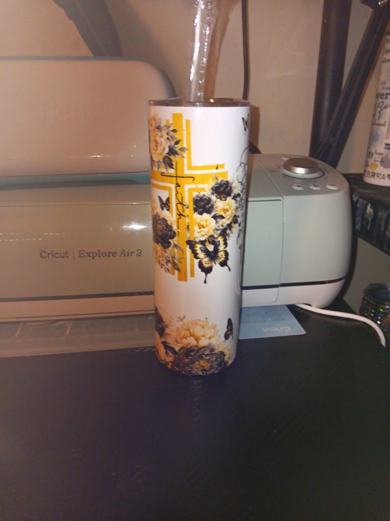 Faith Cup Faith Cup With Straw &flowers Water Proof
