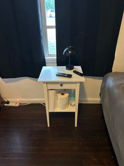 White Nightstand with Drawer and Shelf
