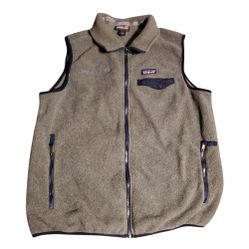 Patagonia Men's Fleece Vest Large Synchilla Gray Full Zip-Up