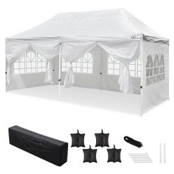 10'x20' EZ Pop Up Canopy Tent, Folding Outdoor Party Wedding Event Tent with 6 Removable Sidewalls for Parties Camping Wedding