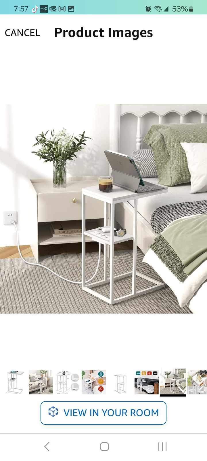 **New** Still in the box. C Shaped End Table with Charging Station