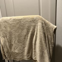 Big Beige Plush Blanket (90 by 90 inches)