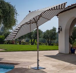 Sunbrella 11' Round Cabana Stripe Aluminum Market Umbrella