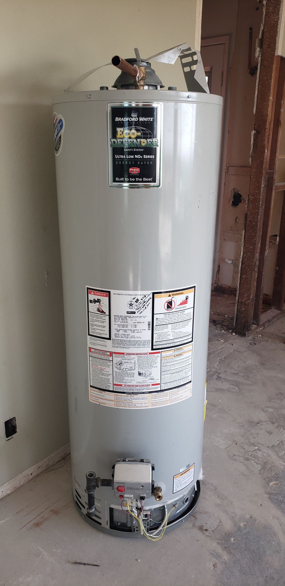 Indoor New 50 gallon gas water Heater paid $1,400