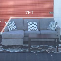 Gray Sectional Sofa With Reversible Chaise 