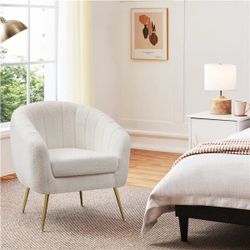 Sherpa Fabric Accent Chair, Ivory