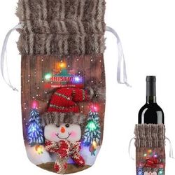 New Set of 2 Christmas Wine Bottle Bags, Decorative Wine Bottle Sleeves for Christmas Wine Bottles