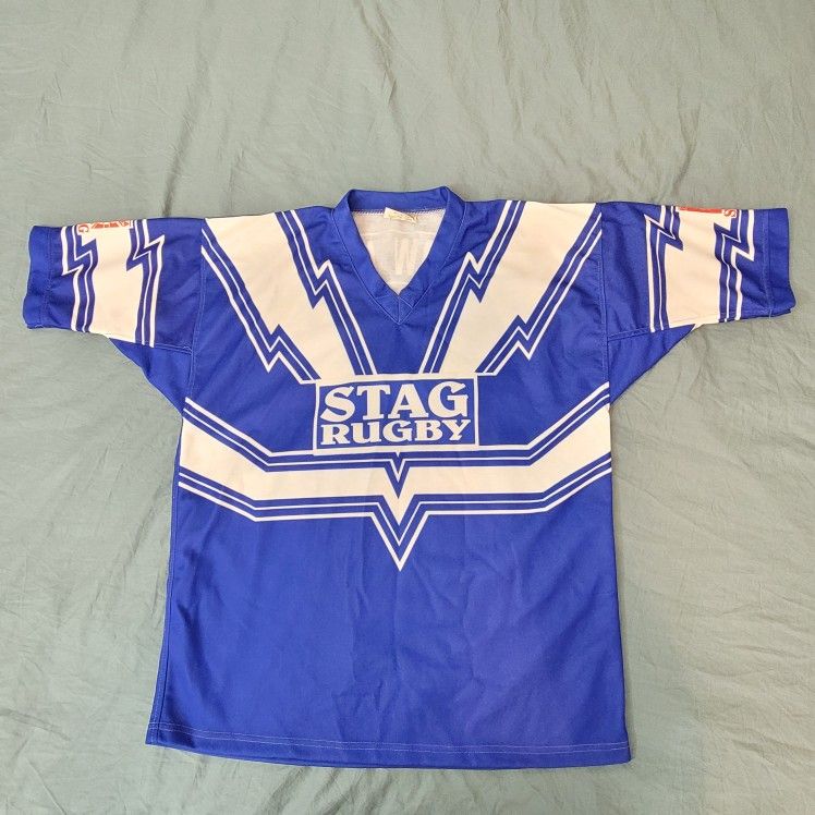 Vintage Stag Rugby Barrow Island Jersey Blue & White Size 42 England Rare!
